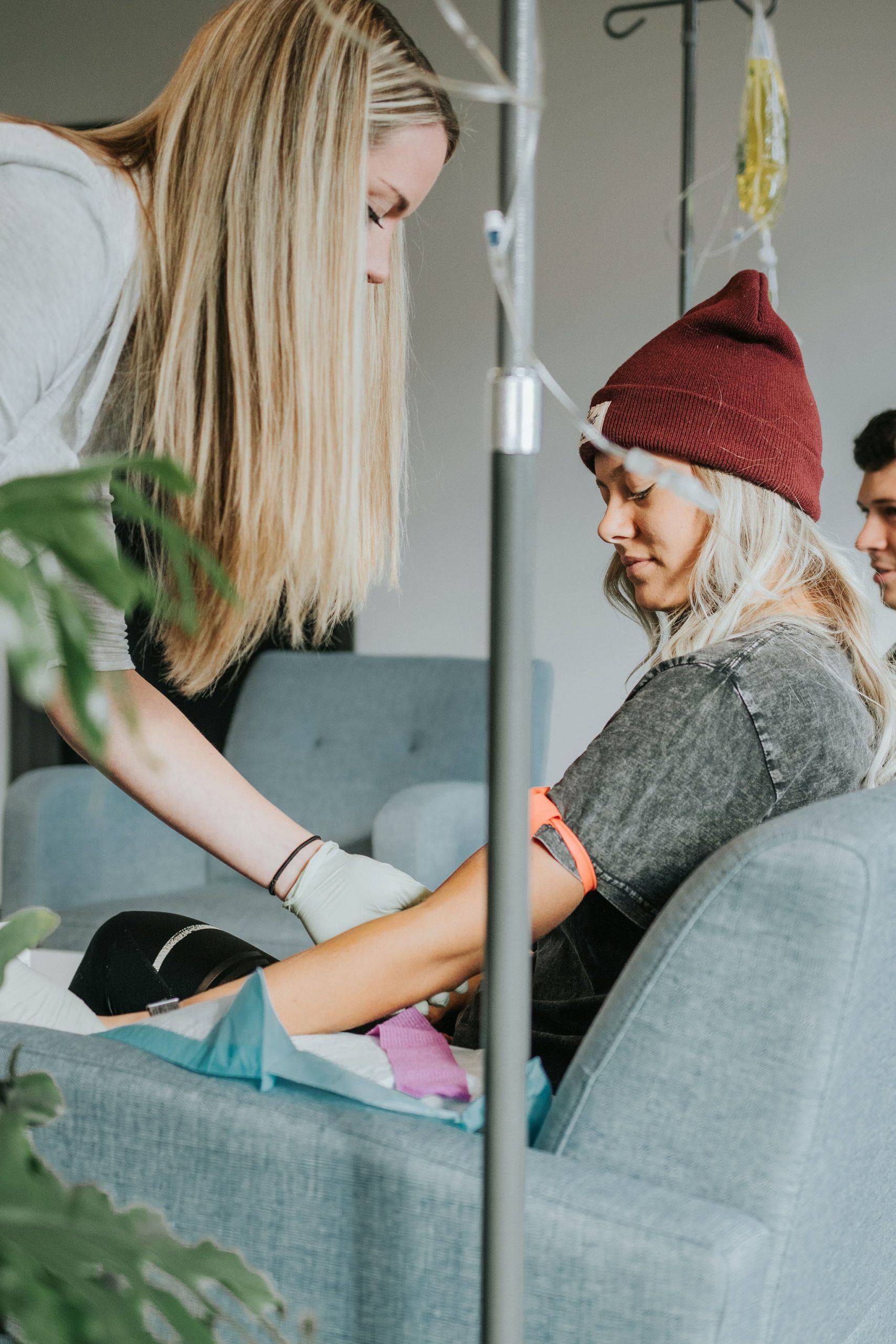 Girl in hospital waiting area